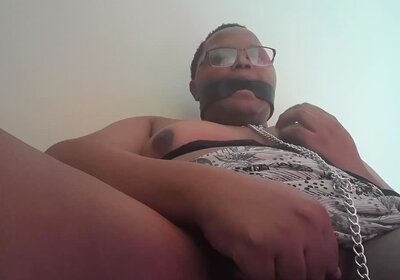BBW Trans Light Bondage Play with Gag and Chain