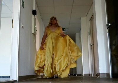 My champagne silk dress on display, a whirlwind of emotions