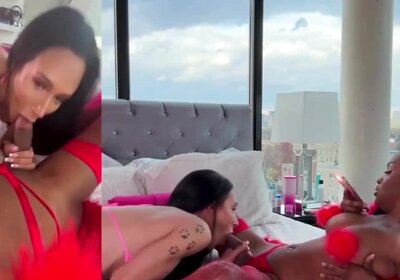 Ebony and white shemales fucking each other assholes