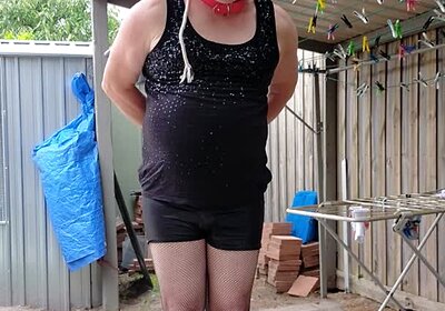 DAISY TIED TO A POLE IN TIGHT BLACK SHORTS