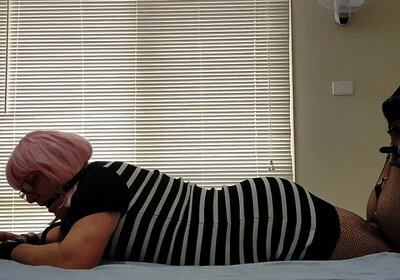 DAISY HOGTIED IN TIGHT BLACK AND WHITE DRESS