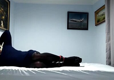 DAISY HOGTIED IN TIGHT DARK BLUE DRESS