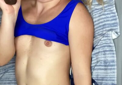 Caged and Dildoing Her Ass