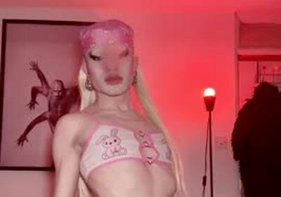 Bimbo Femboy in sexy lingerie with big dick