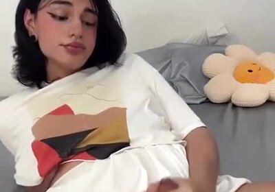 Teen cums on sofa