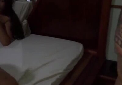 Punching rolls in the shemale's ass